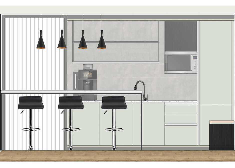 a-kitchen-with-bar-stools-and-a-window