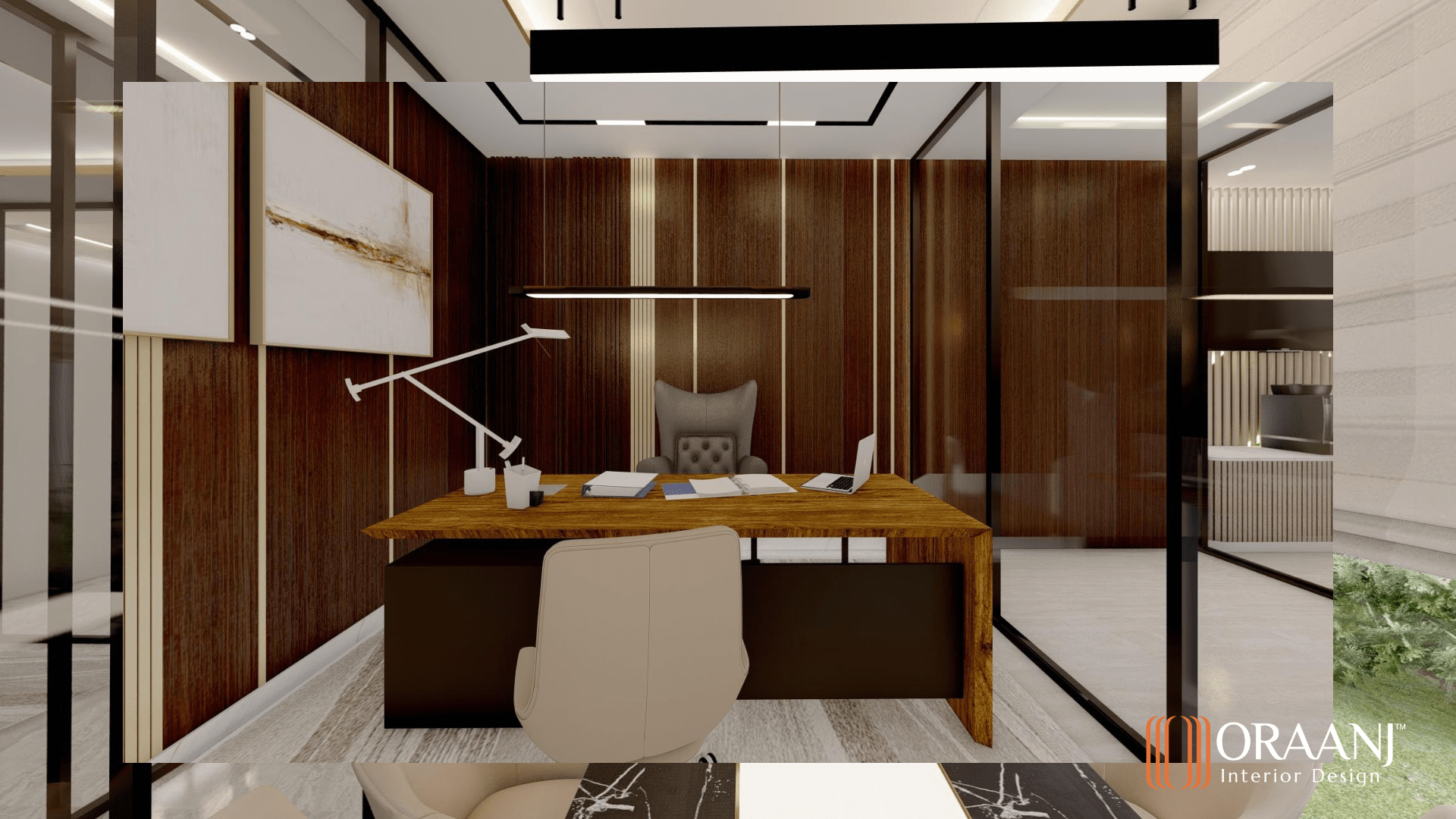 Modern office refurbished design in London by Oraanj Interiors, featuring a sleek and functional workspace transformation. Modern office refurbished design in London by Oraanj Interiors, featuring a sleek and functional workspace transformation.