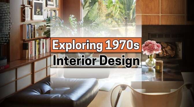 A retro-styled graphic for Oraanj Interior Design, featuring bold 1970s-inspired typography in warm earth tones.