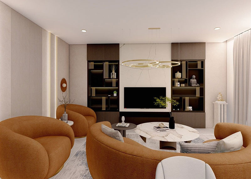 Modern living and dining design in Mayfair