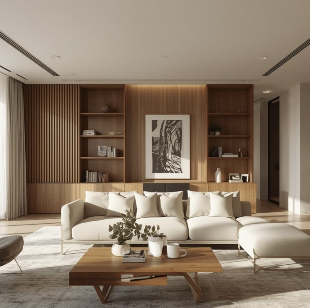 Luxury custom furniture design london with premium finishes and elegant lighting.