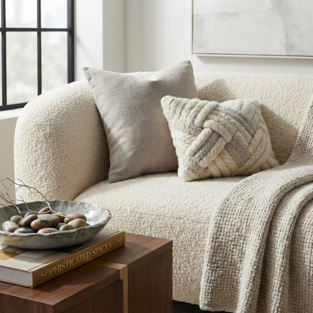 Architectural white paint schemes in luxury London living room