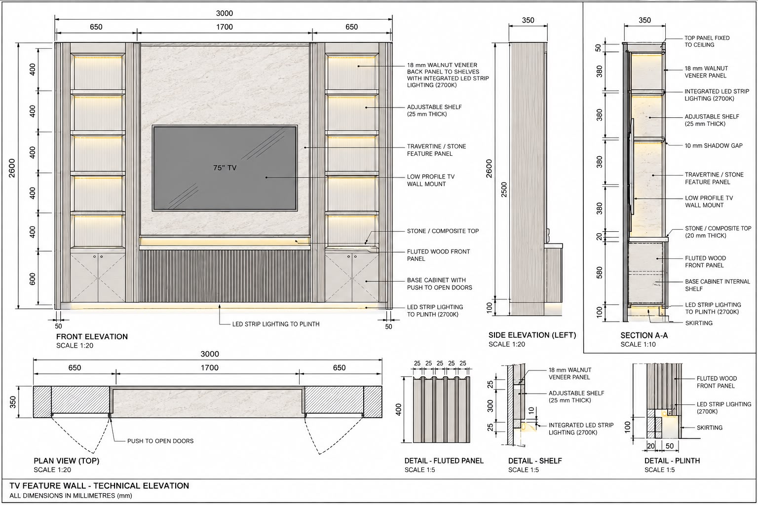 Joinery elevation technical drawing